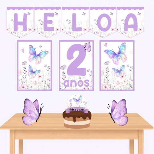 Kit só um bolinho jardim das borboletas lilás kit festa jardim das borboletas kit mesversário  jardim lilás personalizado