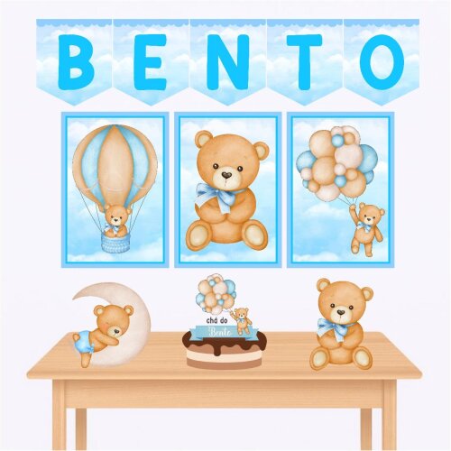 Kit só um bolinho chá de bebê ursinho azul kit festa chá de bebê ursinho azul personalizado