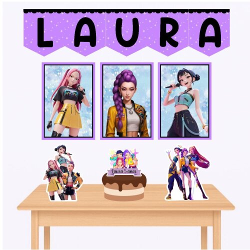 Kit só um bolinho guerreiras do kpop  kit festa guerreiras do k-pop personalizado