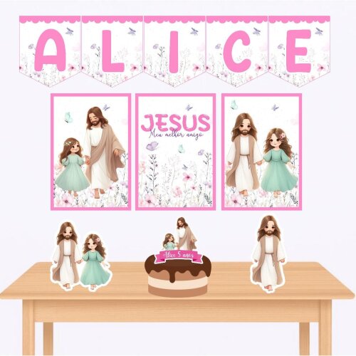 Kit só um bolinho Jesus kit festa Jesus menina personalizado
