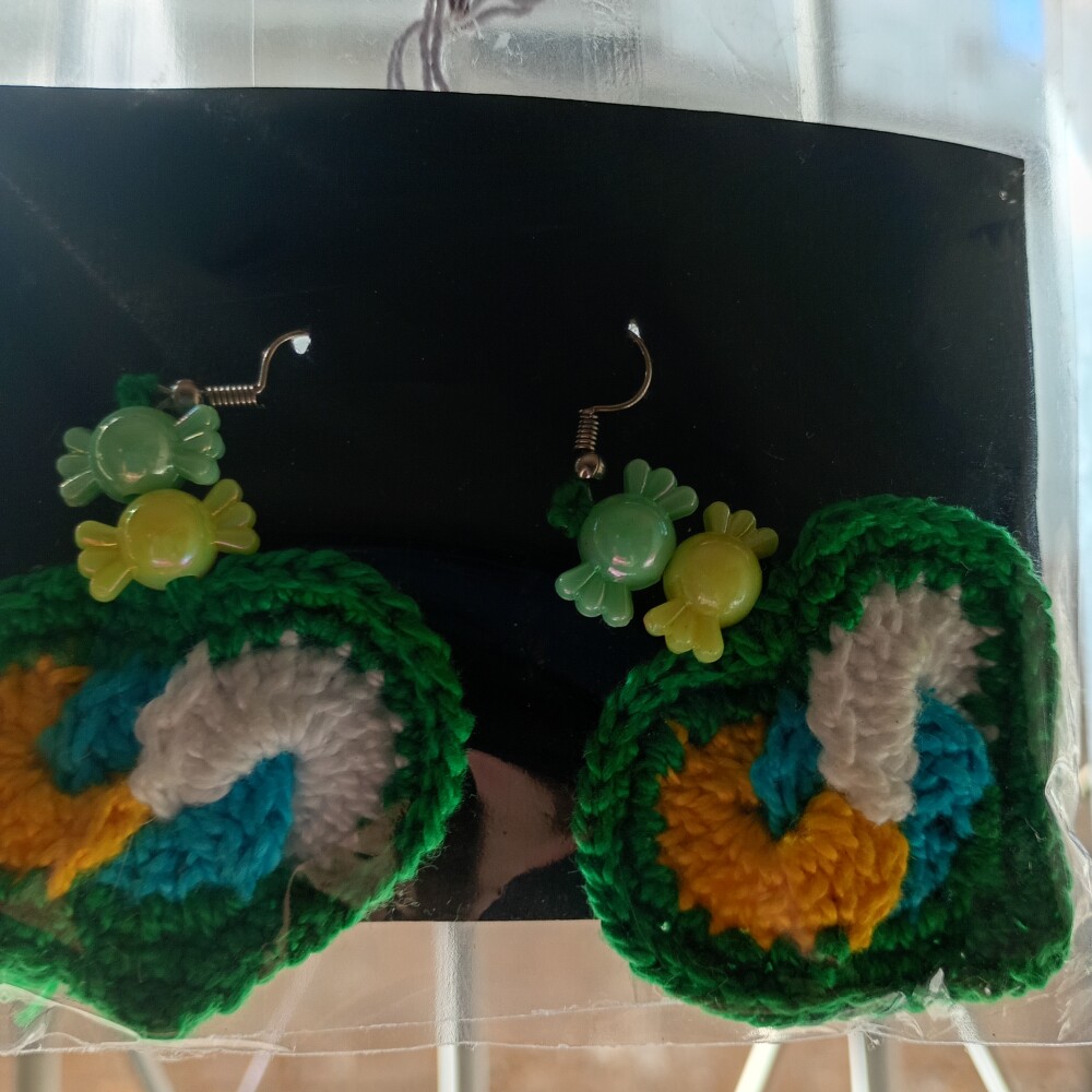 Brinco em crochê - cores do Brasil