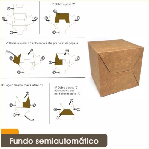 Caixinha para vela artesanal 8x8x9 cm em kraft natural 350g - 25 