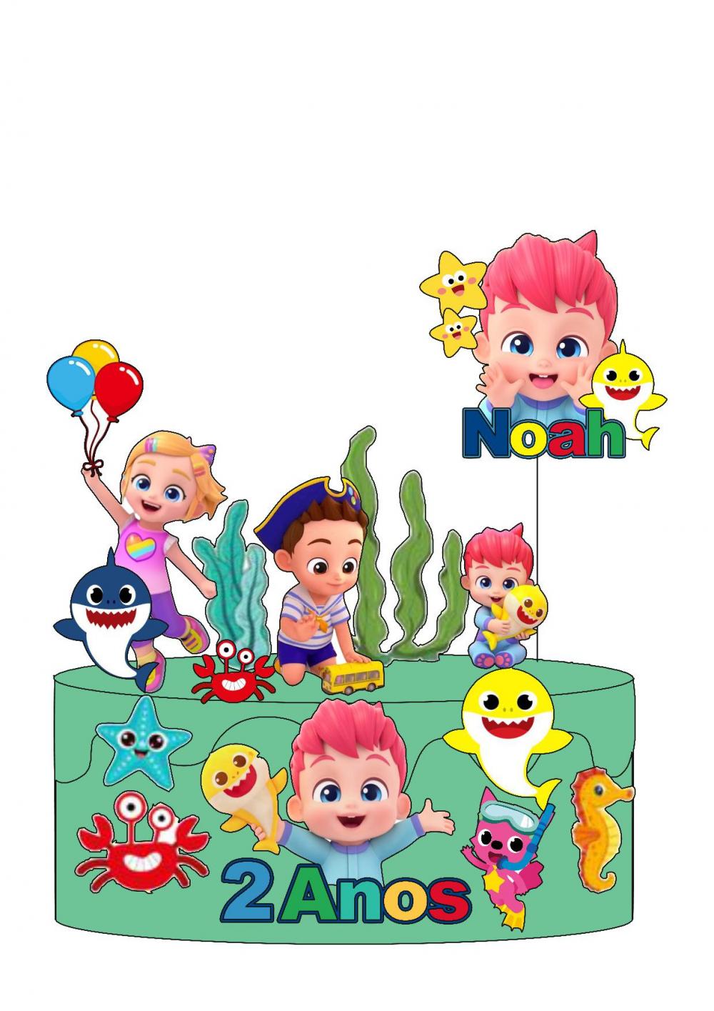 Arquivo de corte topo de bolo Baby Shark