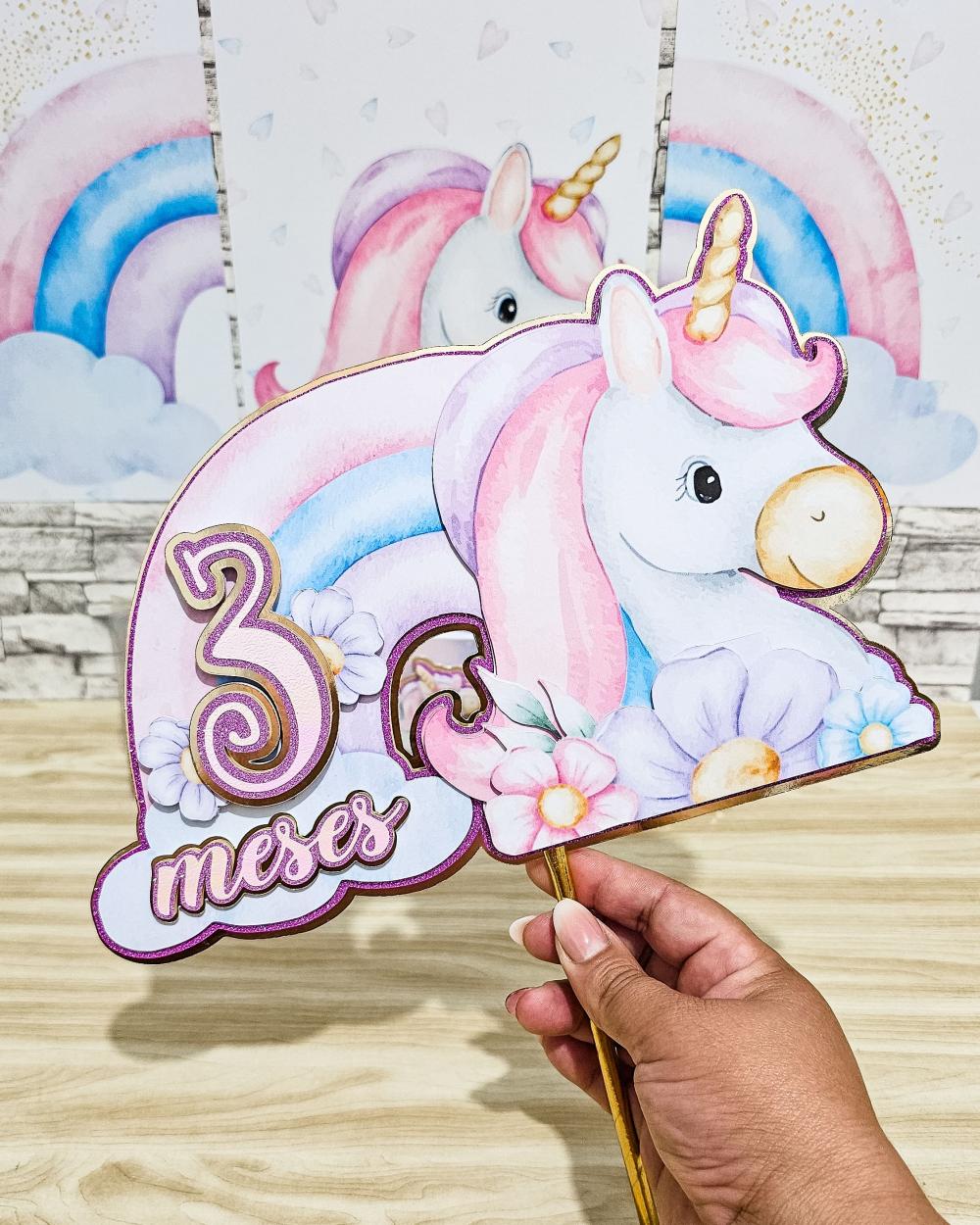 Topo de bolo  Unicornio