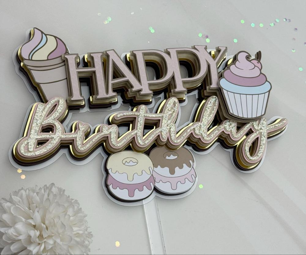 Arquivo de corte Topo de bolo Happy Birthday