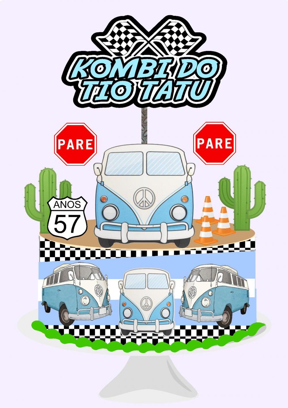 Arquivo de corte Topo de bolo kombi