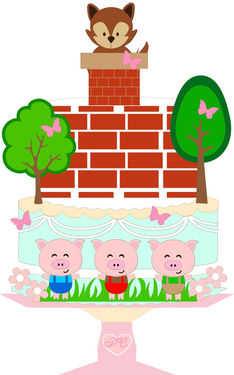 Arquivo de corte topo de bolo 3 Porquinhos