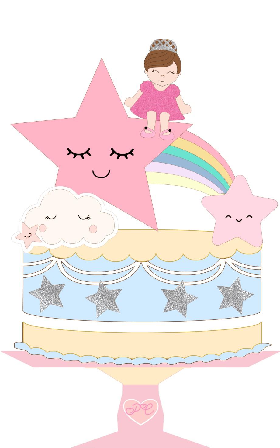 Arquivo de corte topo de bolo Estrelinha