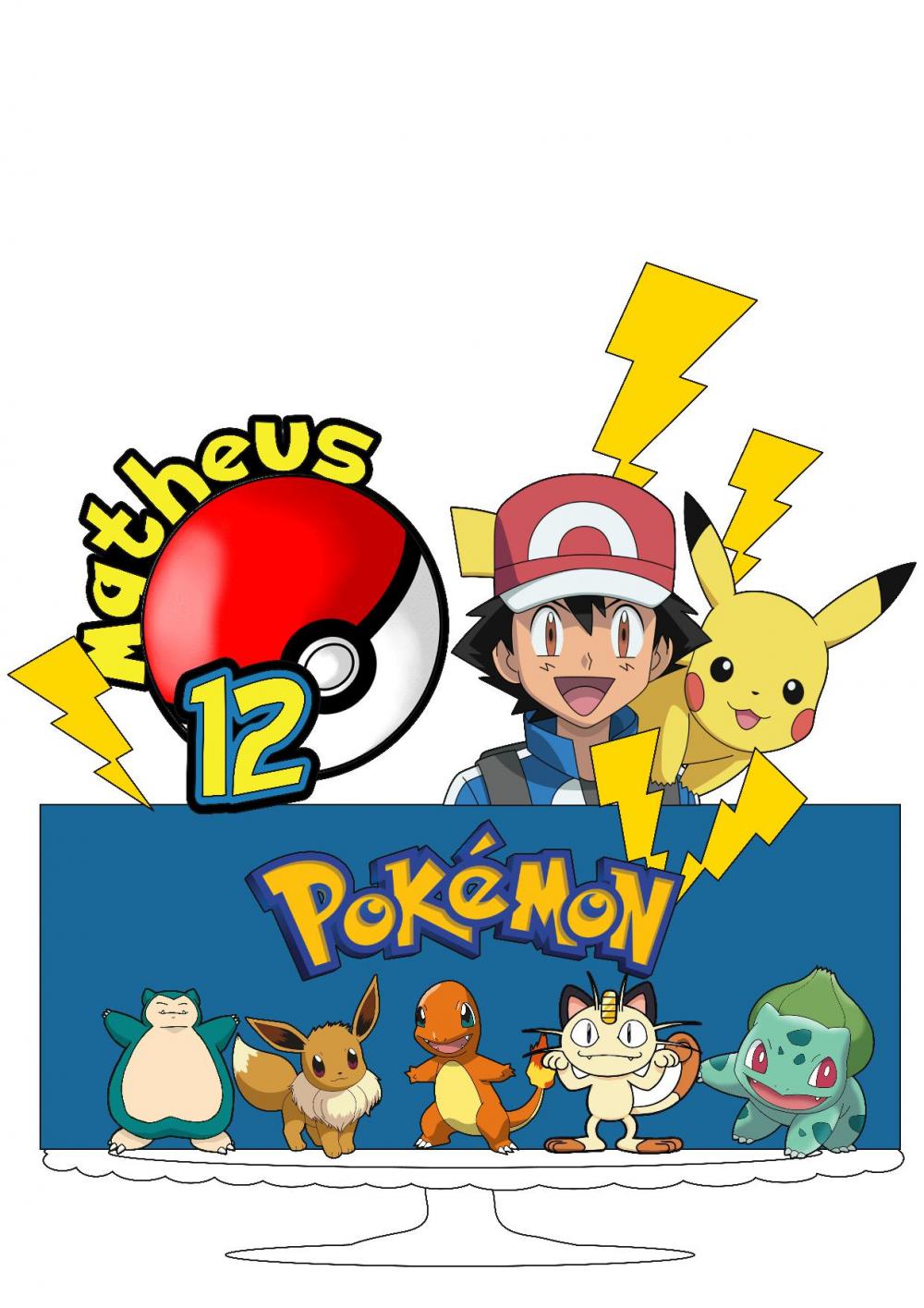 Topo de bolo Pokemon