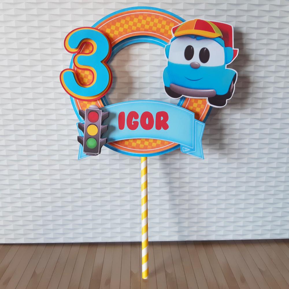 Arquivo de corte topo de bolo Léo o Caminhao