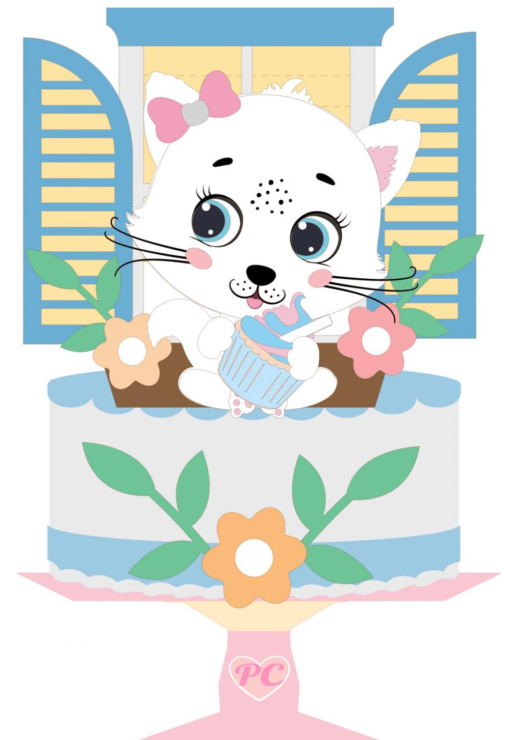 Arquivo de corte topo de bolo gatinho