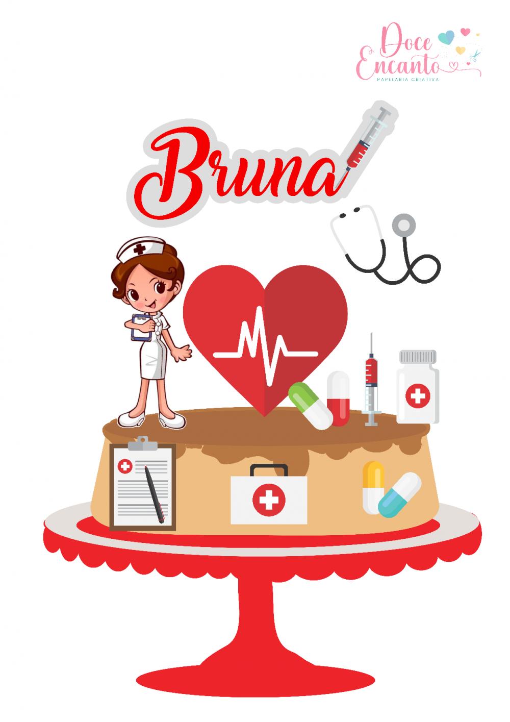 Topo de bolo Enfermeira