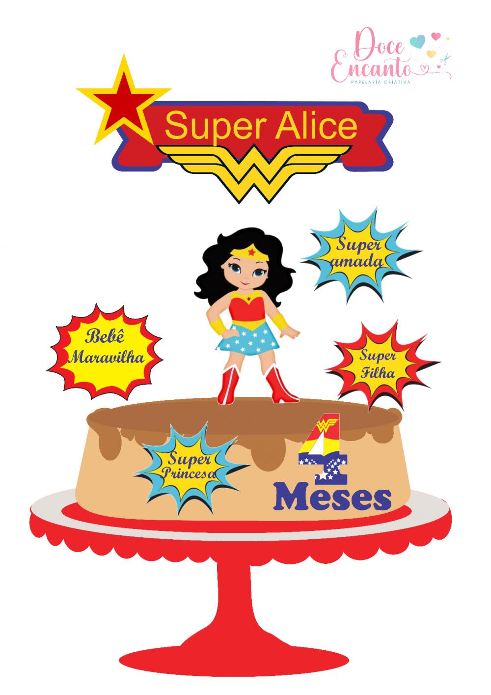 Arquivo de corte topo de bolo Mulher Maravilha