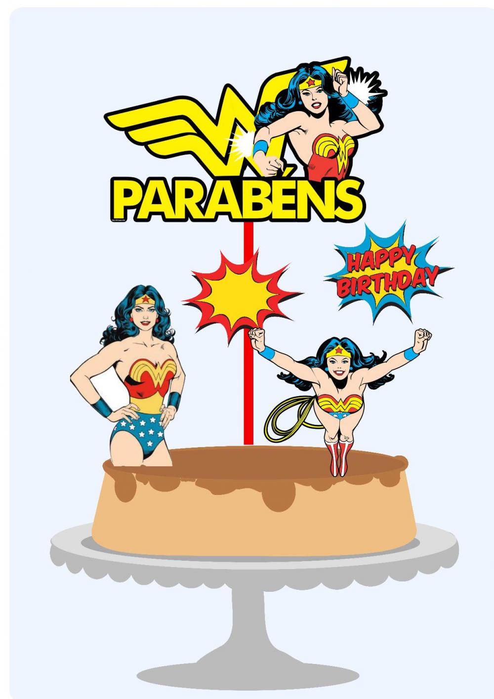 Arquivo de corte topo de bolo Mulher Maravilha