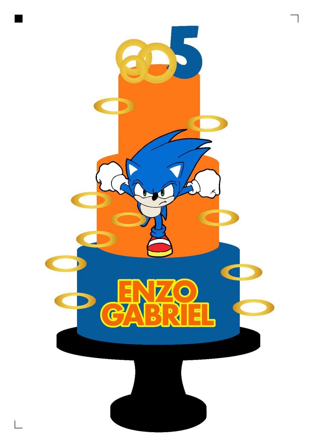 Arquivo de corte topo de bolo Sonic