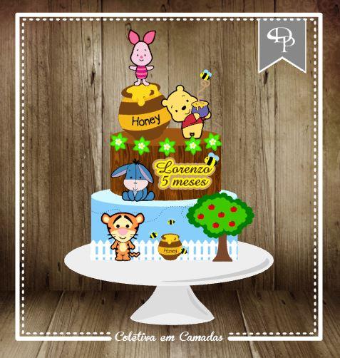 Arquivo de corte topo de bolo Ursinho Pooh