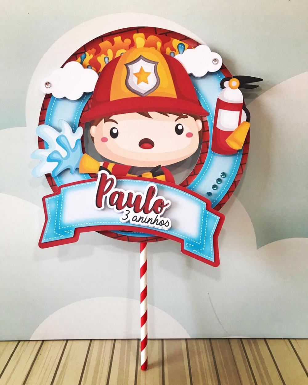 Arquivo de corte topo de bolo Bombeiro