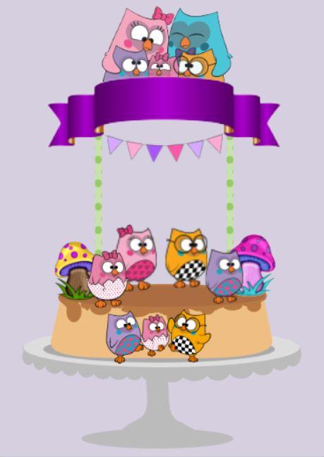 Arquivo de corte Topo de bolo Bubu e as Corujinhas