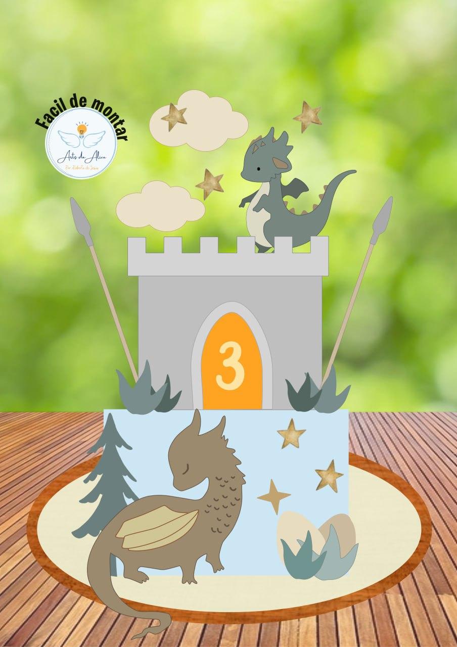 Arquivo de corte topo de bolo Dragões