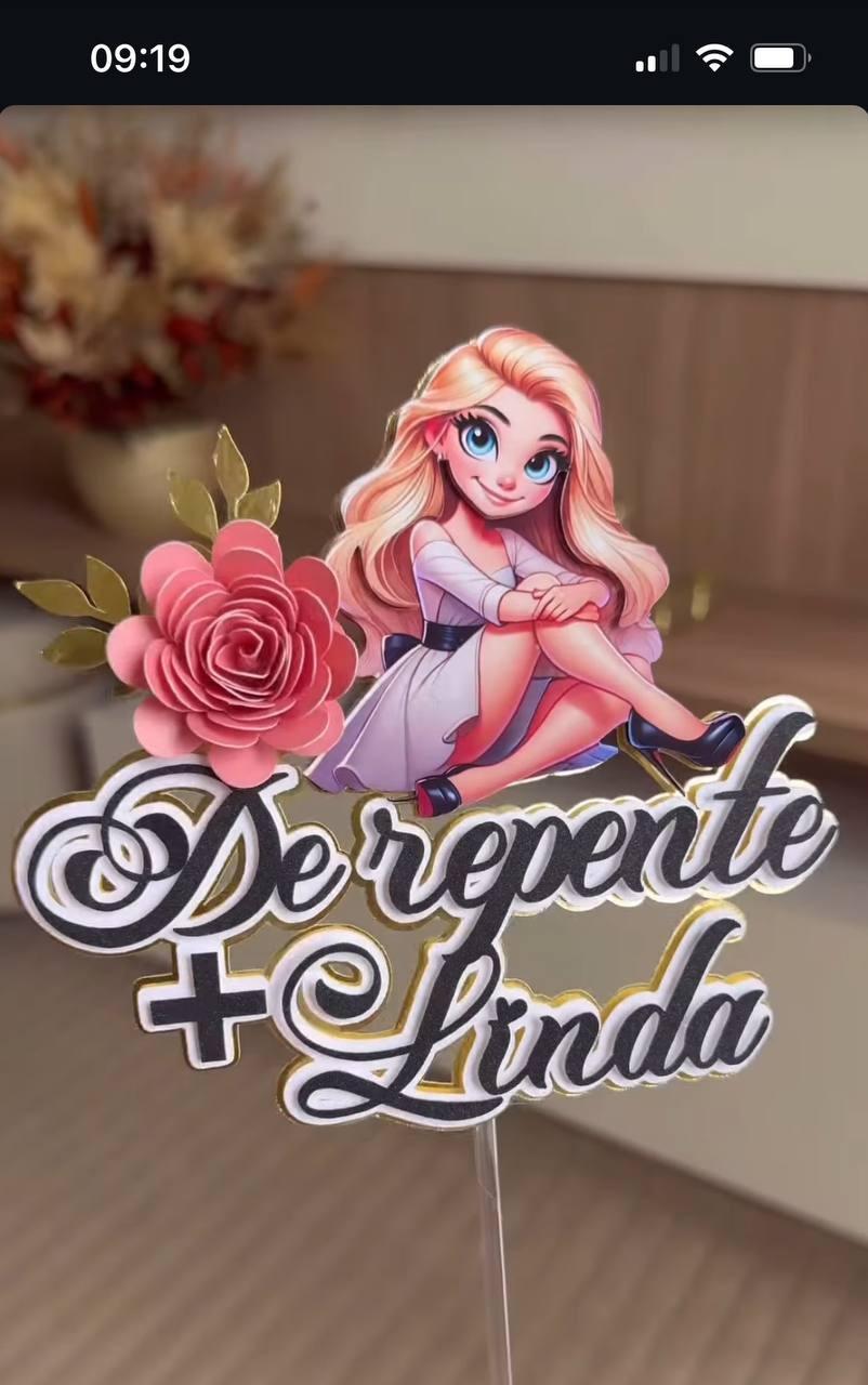 Arquivo de corte Topo de Bolo De repente mais linda