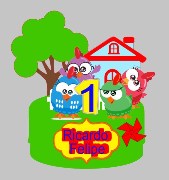 Arquivo de corte topo de bolo Galinha Pintadinha