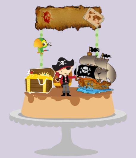 Arquivo de corte topo de bolo Pirata