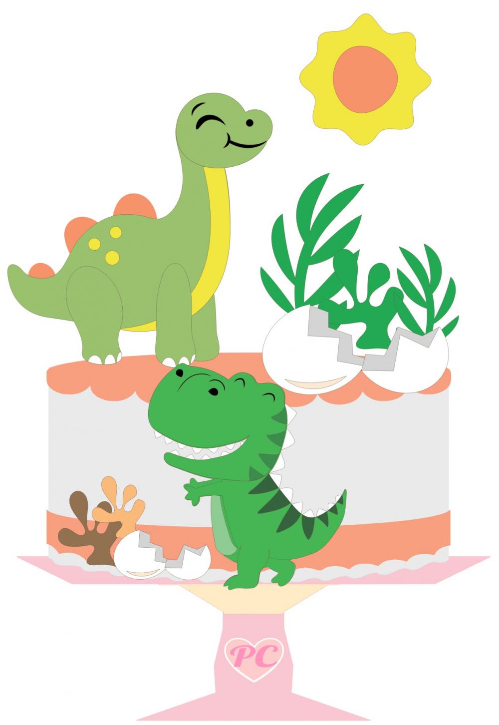 Arquivo de corte topo de bolo Dinossauro