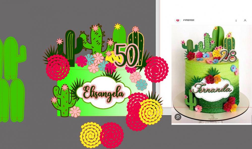 Arquivo de corte topo de bolo Cacto