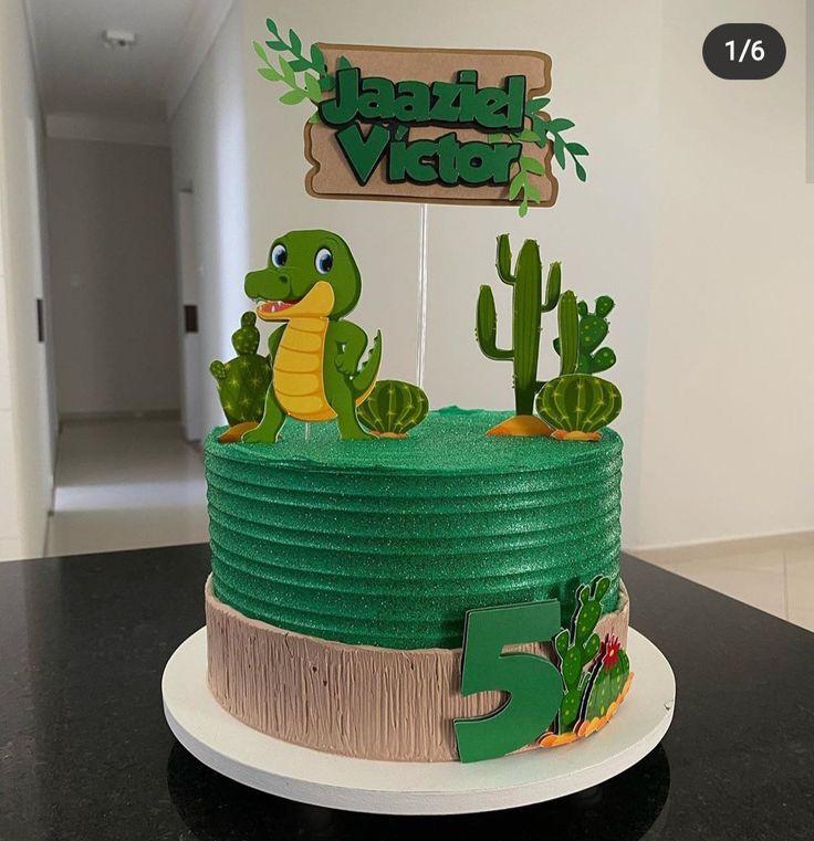 Arquivo de Corte Topo de Bolo Crocodilo Dinossauro