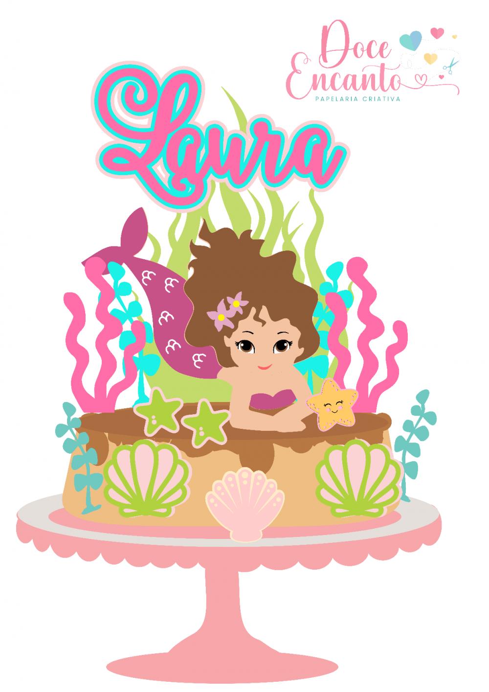 Arquivo de corte topo de bolo Sereia