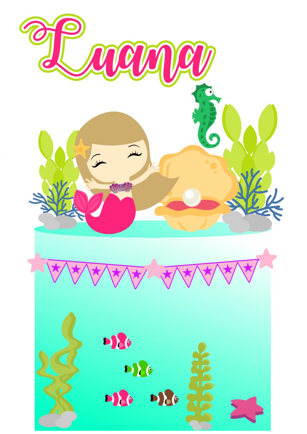 Arquivo de corte topo de bolo Sereia