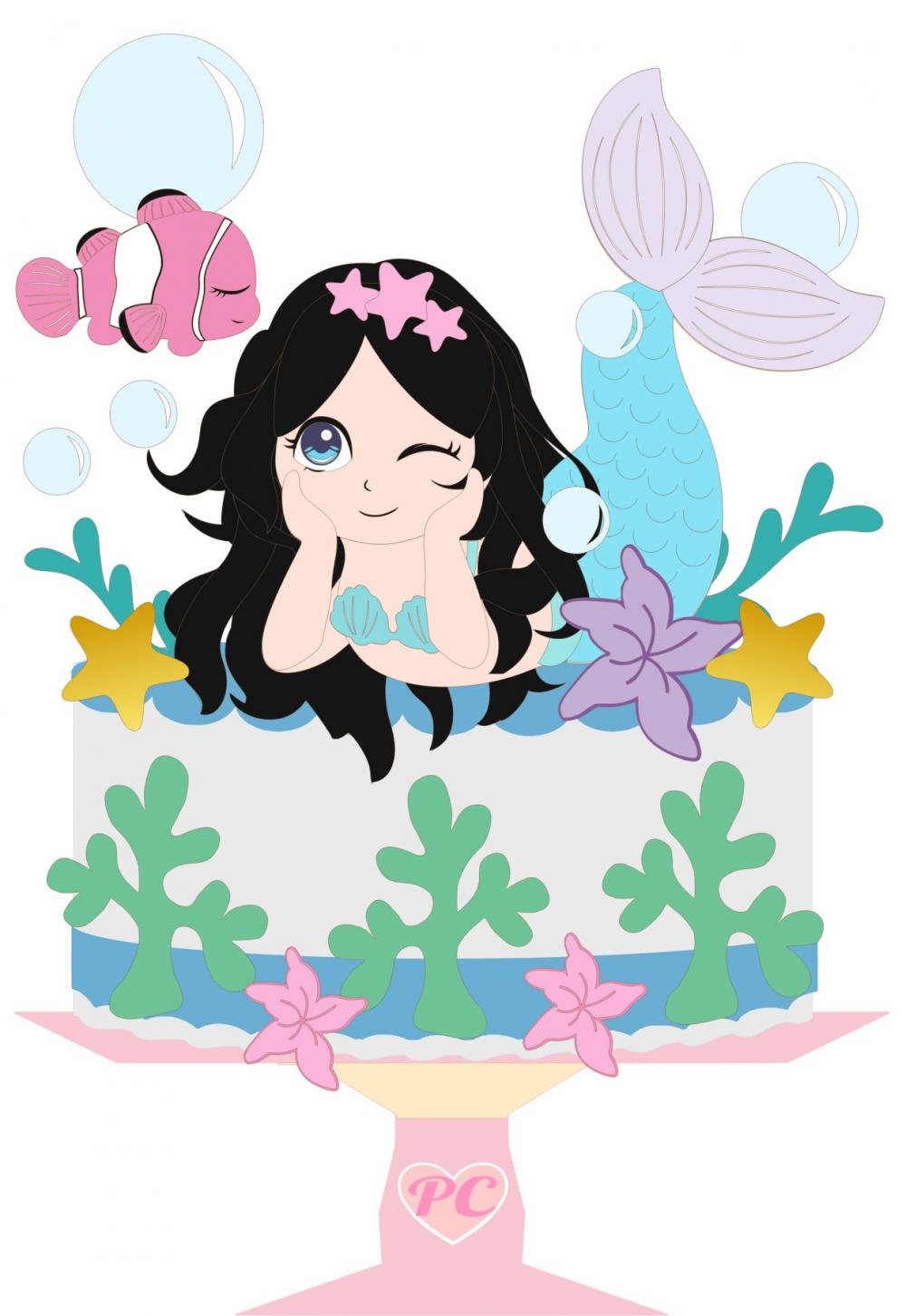 Arquivo de corte topo de bolo Sereia