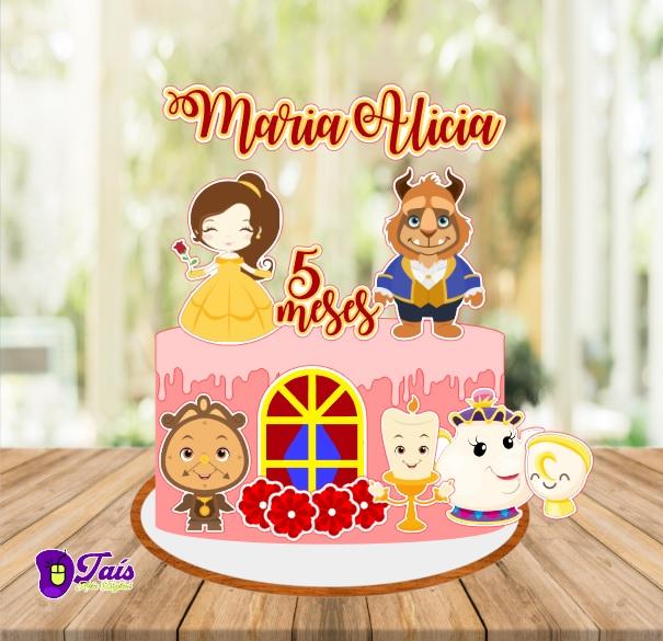 Arquivo de corte Topo de bolo Bela e a Fera