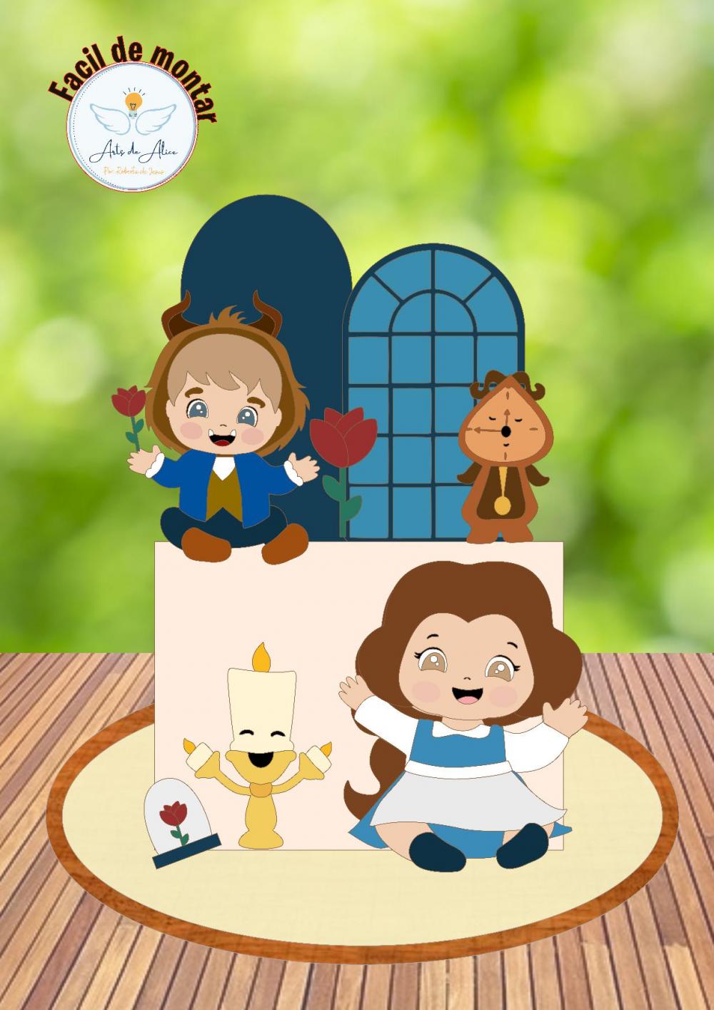 Arquivo de corte Topo de bolo Bela e a Fera