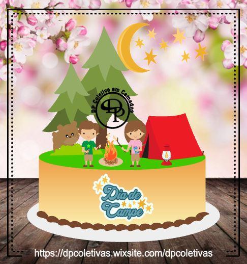 Arquivo de corte topo de bolo Acampamento