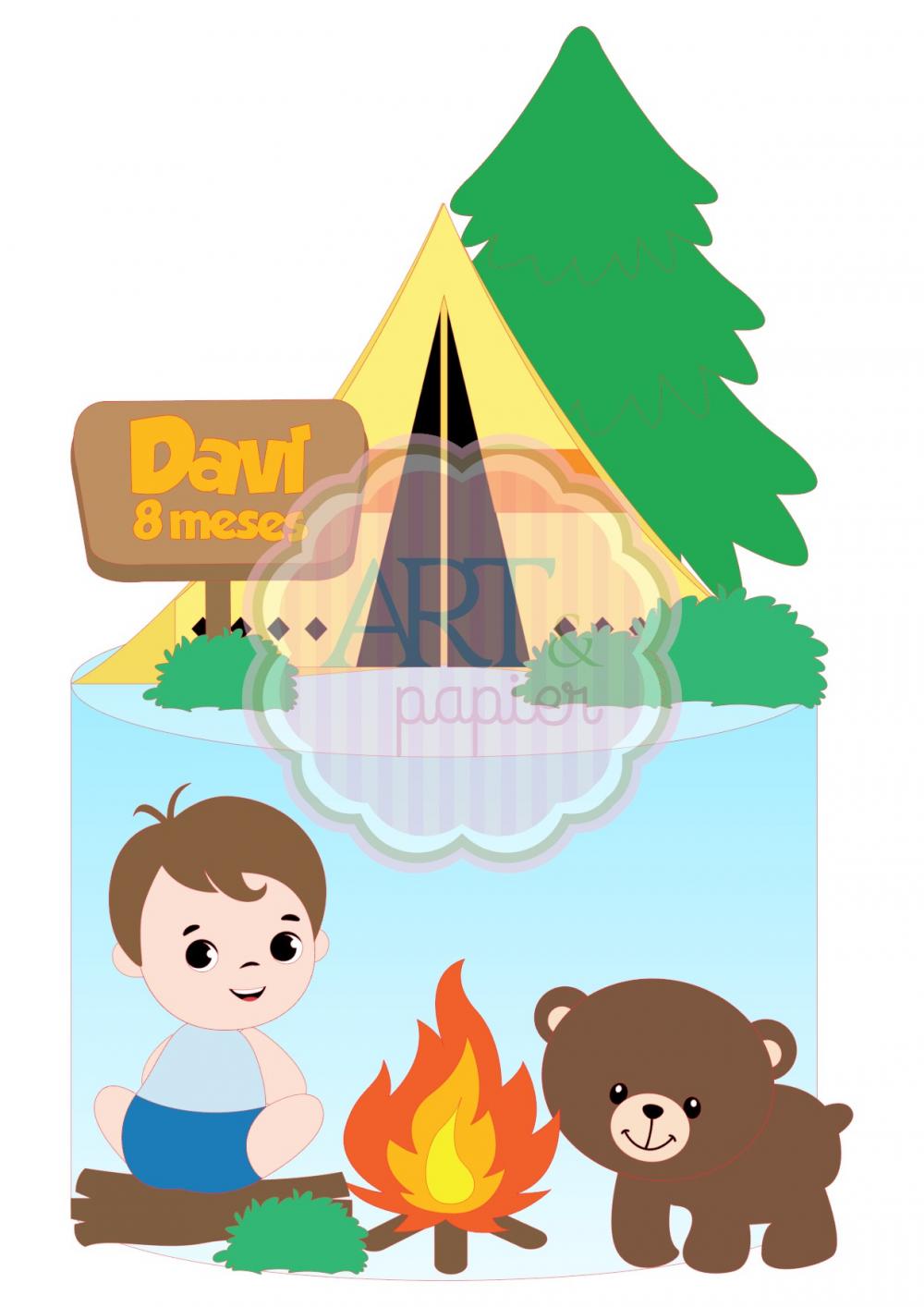 Arquivo de corte topo de bolo Acampamento