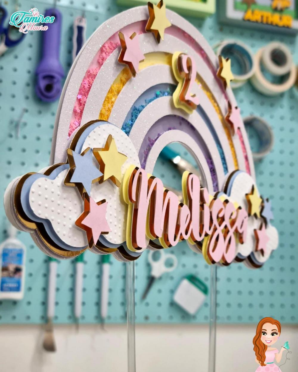 Arquivo de corte topo de bolo Arco iris