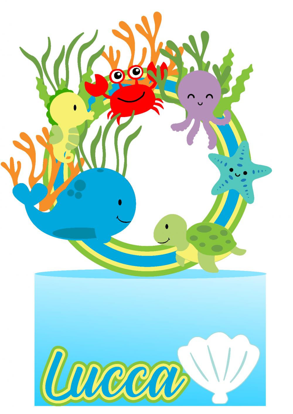 Arquivo de corte topo de bolo Fundo do Mar