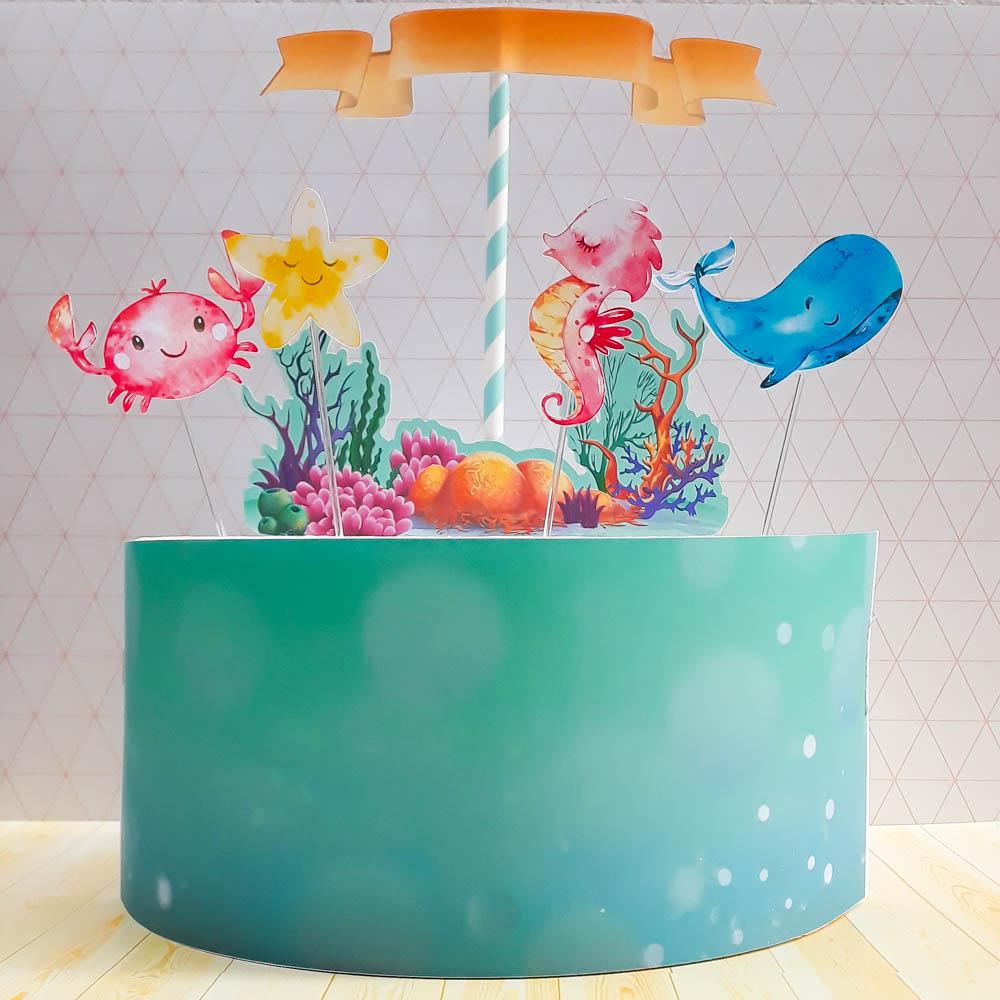 Arquivo de corte topo de bolo Fundo do Mar