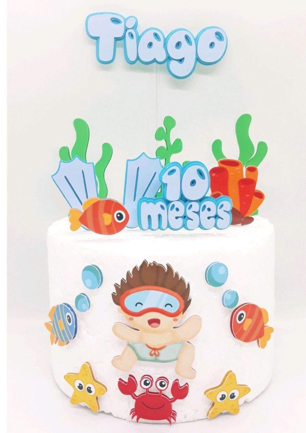 Arquivo de corte topo de bolo Fundo do Mar