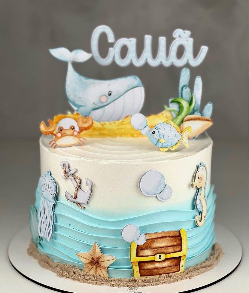 Arquivo de corte topo de bolo Fundo do Mar