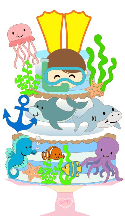 Arquivo de corte topo de bolo Fundo do Mar