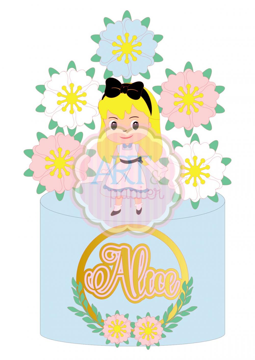 Arquivo de corte topo de bolo Alice