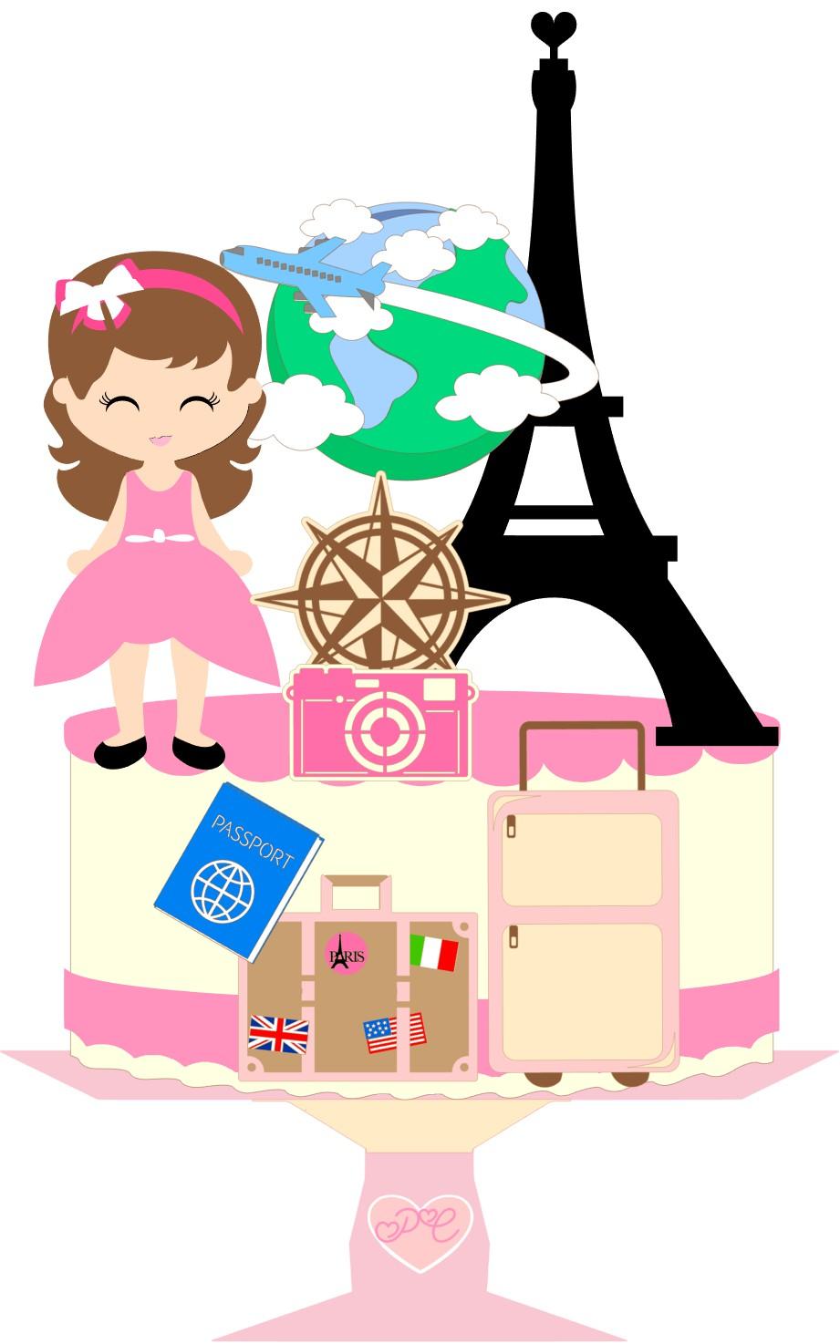 Arquivo de corte Topo de Bolo Viagem