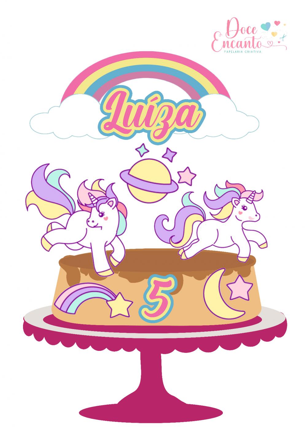 Arquivo de corte topo de bolo Unicórnio