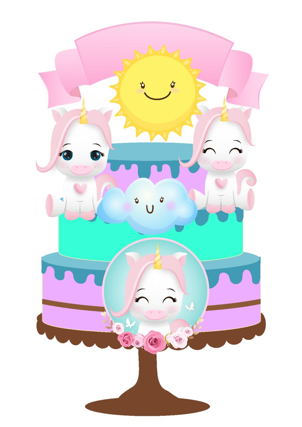 Arquivo de corte topo de bolo Unicórnio