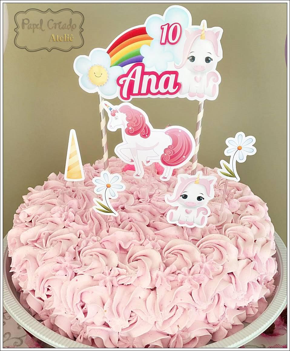 Arquivo de corte topo de bolo Unicórnio