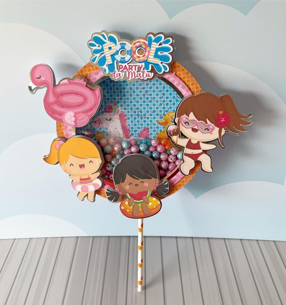 Arquivo de corte topo de bolo pool Party