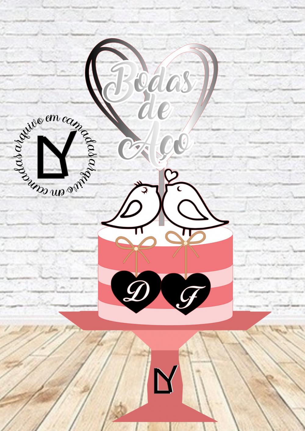 Arquivo de corte topo de bolo Bodas de aço