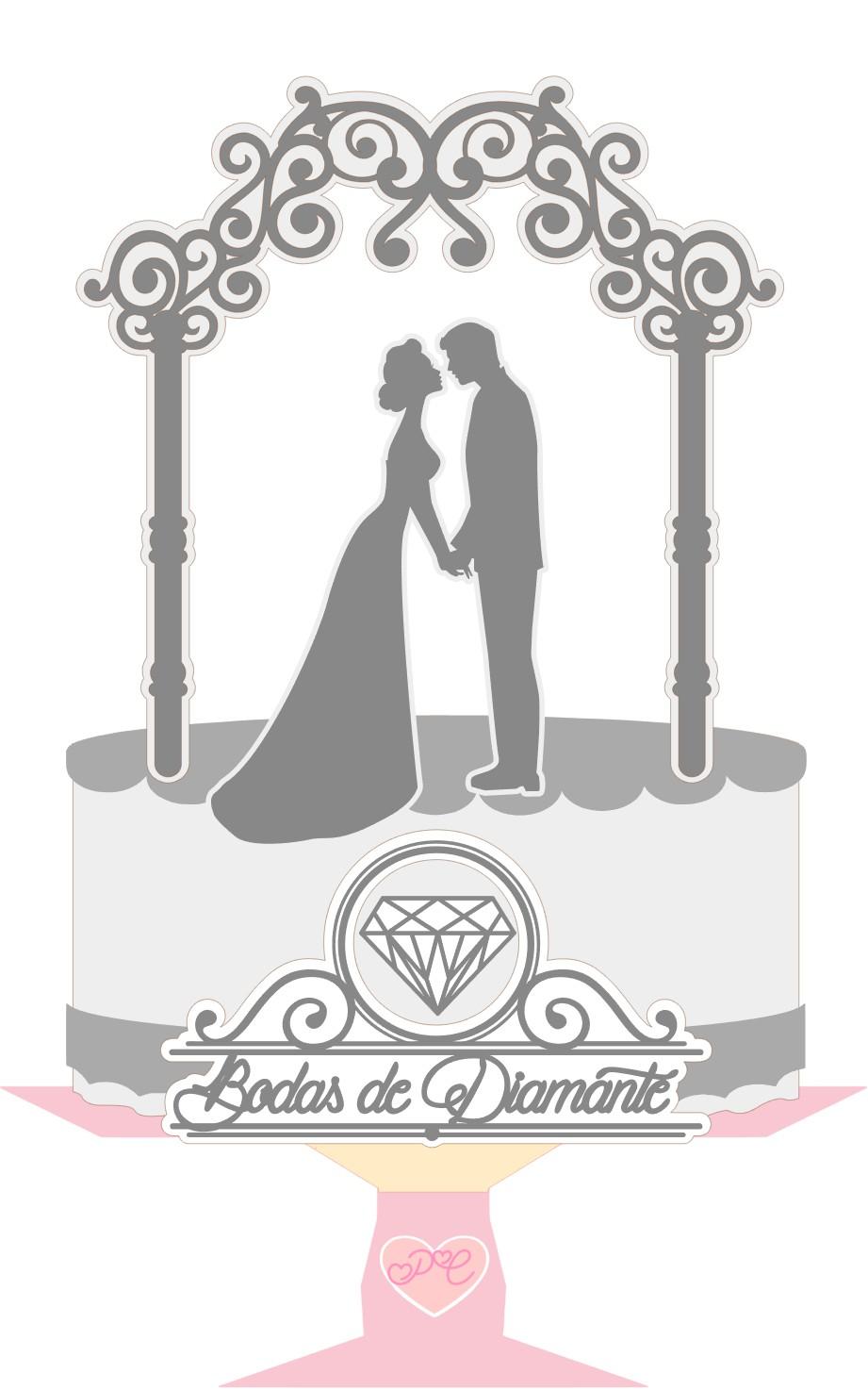 Arquivo de corte topo de bolo Bodas de diamante